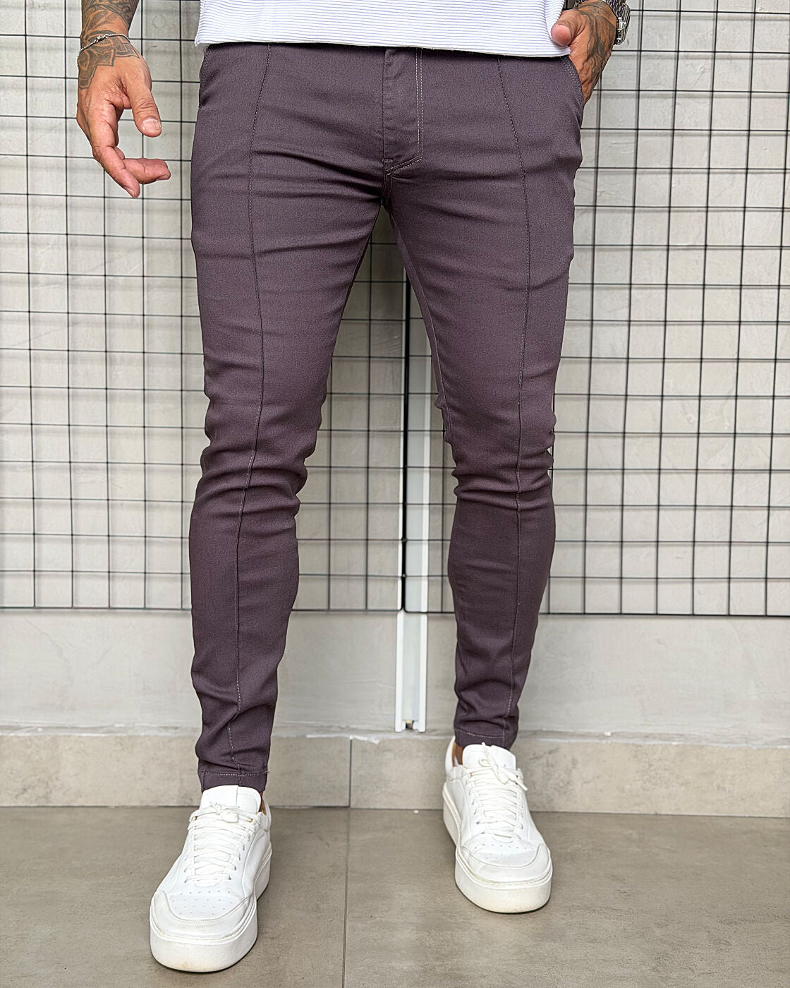 Calça Jay Jones Alfaiataria Italiana com regulador - Cinza