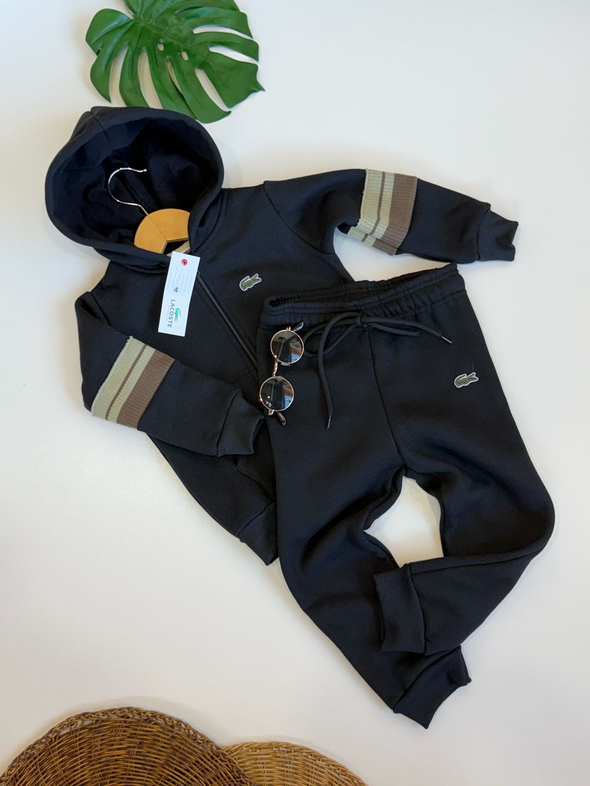 Conjunto Moletom Lacoste Preto Infantil