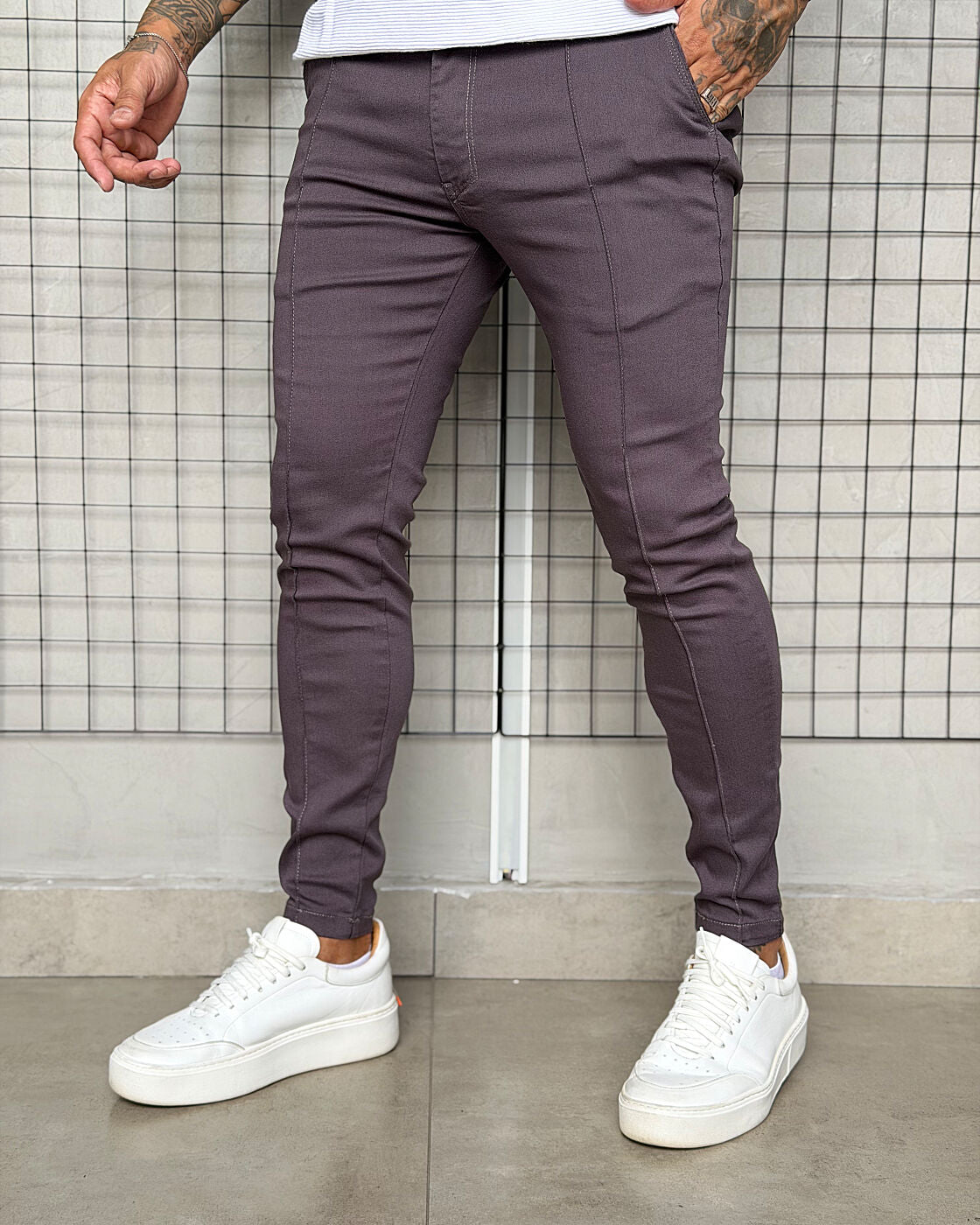 Calça Jay Jones Alfaiataria Italiana com regulador - Cinza