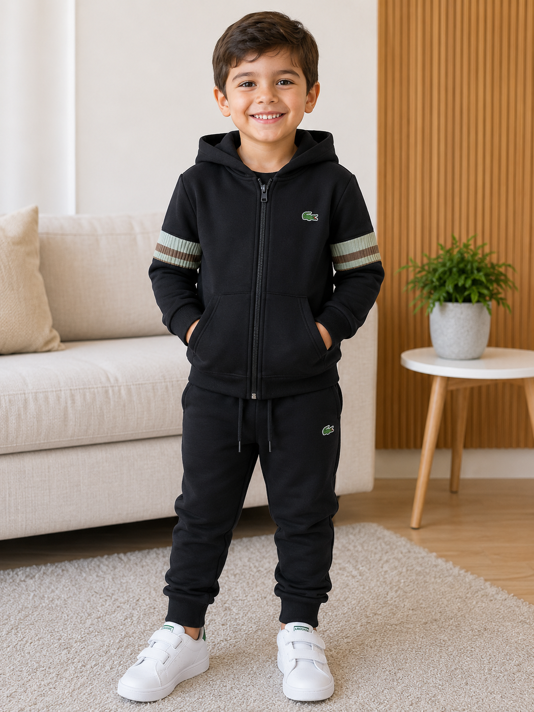 Conjunto Moletom Lacoste Preto Infantil